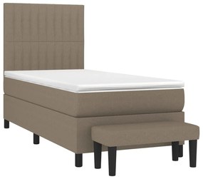 Κρεβάτι Boxspring με Στρώμα Taupe 90x200 εκ. Υφασμάτινο - Μπεζ-Γκρι