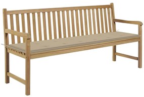 vidaXL Παγκάκι Κήπου 175 εκ. από Μασίφ Ξύλο Teak με Μπεζ Μαξιλάρι