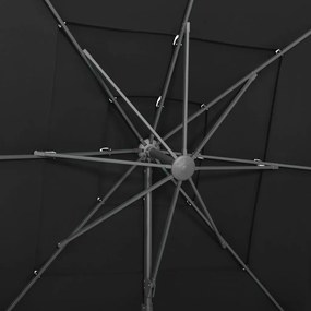 Ομπρέλα 4 Επιπέδων Μαύρη 250 x 250 εκ. με Ιστό Αλουμινίου - Μαύρο