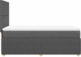 vidaXL Κρεβάτι Boxspring με Στρώμα Σκούρο Γκρι 90x190 εκ. Υφασμάτινο