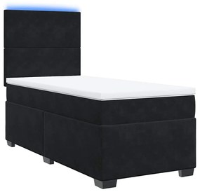 vidaXL Κρεβάτι Boxspring με Στρώμα Μαύρο 80 x 200 εκ. Βελούδινο