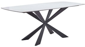 Τραπέζι Viano 101-000090 176x85x75cm Marble Effect Light Grey-Black Πέτρα,Μέταλλο
