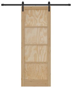 vidaXL Συρόμενη Πόρτα με Σετ Εξαρτημάτων 78x211 cm Στερεό Ξύλο Πεύκου