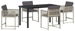 vidaXL Σέτ φαγητού για κήπο 5 pcs Ανοιχτό γκρι συνθετικό ρατάν