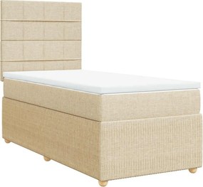 vidaXL Κρεβάτι Boxspring με Στρώμα Κρεμ 100 x 200 εκ. Υφασμάτινο
