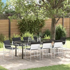 vidaXL Σέτ φαγητού για κήπο 9 pcs Λευκό 200 x 80 x 73 εκ