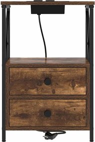 vidaXL Κομοδίνο 2 τμχ. Καπνιστό Δρύς 40 x 31 x 60 εκ.