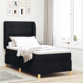 vidaXL Κρεβάτι Box Spring με Στρώμα Μαύρο 90x190 εκ Ύφασμα