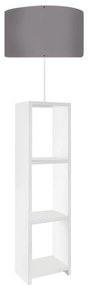 Megapap Φωτιστικό Δαπέδου Launo Υφασμάτινο Pvc/Mdf Λευκό - Γκρι 38x38x150εκ.