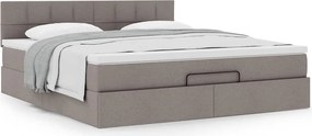 vidaXL Οθωμανικό κρεβάτι με στρώμα Taupe 180x200cm ύφασμα