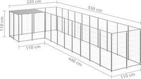 vidaXL Σπιτάκι Σκύλου Ασημί 7,26 μ² Ατσάλινο