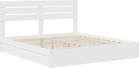 vidaXL Κρεβάτι Αποθήκης Λευκό 180 x 200 cm Επεξεργασμένο ξύλο