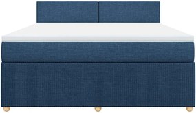vidaXL Κρεβάτι Boxspring με Στρώμα Μπλε 180x200 εκ. Υφασμάτινο