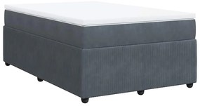 vidaXL Κρεβάτι Boxspring με Στρώμα Σκούρο Γκρι 120x200 εκ. Βελούδινο