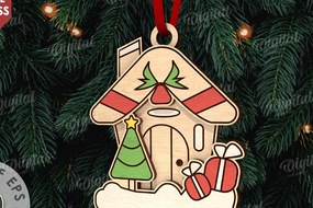 Σετ των 3 Intra απο ξύλο plywood 3mm-4mm πάχος - Κόψιμο με λέιζερ στολίδι Χριστουγεννιάτικου Δέντρου Δίασταση 6x6 cm INTRAFABR-110832667