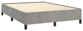 vidaXL Κρεβάτι Boxspring με Στρώμα Ανοιχτό Γκρι 140x200 εκ. Βελούδινο