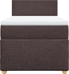 vidaXL Κρεβάτι Boxspring με Στρώμα Σκούρο Καφέ 100x200 εκ. Υφασμάτινο
