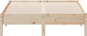 vidaXL Bed Frame Φυσικό 120 x 190 cm Solid pine wood, Plywood