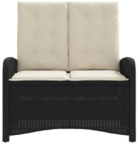 vidaXL Πάγκος Κήπου Ανακλινόμενος Μαύρος Συνθετικό Ρατάν με Μαξιλάρια