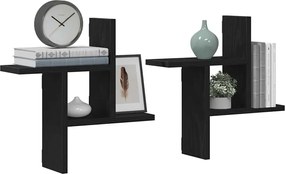 vidaXL Ράφια Τοίχου 2 τεμ. Μαύρη Δρυς 38x12x38 εκ. από Τεχνητό Ξύλο