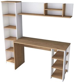Γραφείο Με Βιβλιοθήκη & Ράφι 893RAN2714 160x45x161,8cm White-Walnut