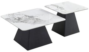 Set of 2 Coffee Tables 6050 Fylliana White 80x80 + 60x60 cm 80x80x43 εκ.