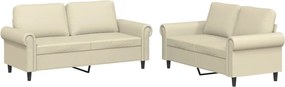 vidaXL Πολυθρόνες Σετ 2 Τεμαχίων Κρεμ Συνθετικό Δέρμα με Μαξιλάρια