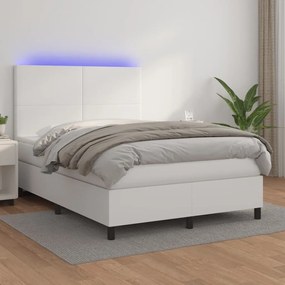 ΚΡΕΒΑΤΙ BOXSPRING ΜΕ ΣΤΡΩΜΑ &amp; LED ΛΕΥΚΟ 140X190 ΕΚ. ΣΥΝΘ. ΔΕΡΜΑ 3135820