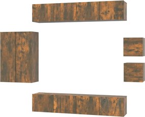 vidaXL Σετ Επίπλων Τηλεόρασης 8 Τεμαχίων Καπνιστή δρυς Επεξ. Ξύλο