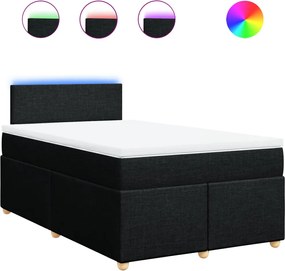 vidaXL Κρεβάτι Boxspring με Στρώμα Μαύρο 120x190 εκ. Υφασμάτινο
