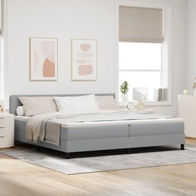 vidaXL κρεβάτι με Βάση με Στρώμα Ανοιχτό Γκρι 200x200 cm Ύφασμα