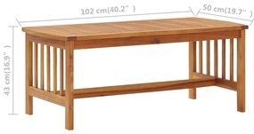 vidaXL Τραπεζάκι Σαλονιού 102 x 50 x 43 εκ. από Μασίφ Ξύλο Ακακίας