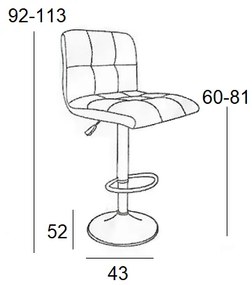 Σκαμπό  BAR 40  Μαύρο Δερματίνη 43X52X62-82/90-110εκ. (Σετ 2 ΤΕΜ)