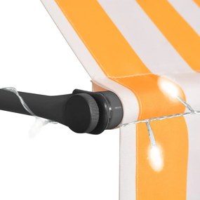 vidaXL Τέντα Συρόμενη Χειροκίνητη με LED Λευκό / Πορτοκαλί 150 εκ.