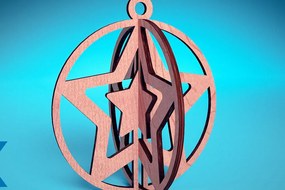 Σετ των 3 Intra απο ξύλο plywood 3mm-4mm πάχος Τρισδιάστατα χριστουγεννιάτικα στολίδια με λέιζερ | Δίασταση 8x8 cm INTRAFABR-74929425