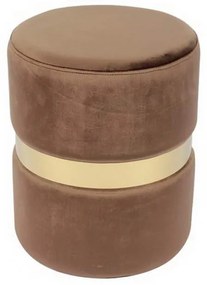 Σκαμπό Βοηθητικό Tommy Ε7037,3 D.35x43cm Gold-Brown Μέταλλο,Ύφασμα