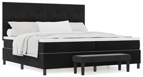 vidaXL Κρεβάτι με ελατήρια με στρώμα Μαύρο 200 x 200 cm Βελούδο