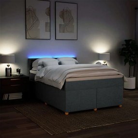 vidaXL Κρεβάτι Boxspring με Στρώμα Σκούρο Γκρι 160x200 εκ Υφασμάτινο