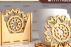 Σετ των 2 Intra απο ξύλο plywood 3mm-4mm πάχος - Σουβέρ με θήκη Laser Cut Design Δίασταση 30x20 cm INTRAFABR-102845721