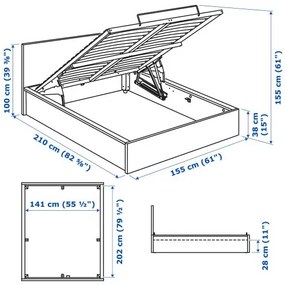 MALM κρεβάτι με αποθηκευτικό χώρο, 140x200 cm 904.047.99