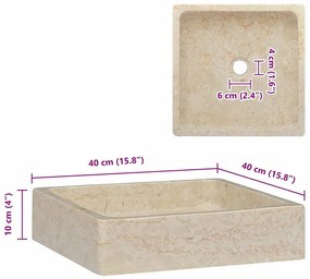 vidaXL Νιπτήρας Κρεμ 40 x 40 x 10 εκ. Μαρμάρινος