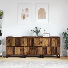 vidaXL Πλαϊνό γραφείο 3 pcs Παλιό ξύλο 60 x 35 x 70 cm