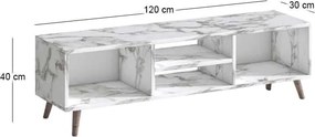 Έπιπλο τηλεόρασης Loren λευκό εφέ μαρμάρου 120x30x40εκ