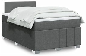 Κρεβάτι Boxspring με Στρώμα Σκούρο Γκρι 120x190 εκ Υφασμάτινο - Γκρι