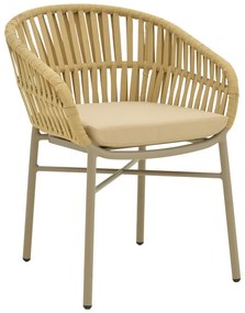 Πολυθρόνα Frama pakoworld αλουμίνιο-pe σχοινί σε καφε απόχρωση και μαξιλάρι 57x60x78εκ