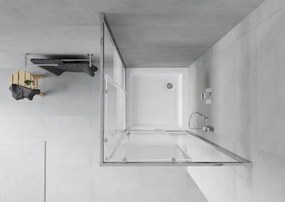 Mexen Rio τετράγωνη καμπίνα ντους 70 x 70 cm, λευκές λωρίδες, χρώμιο +