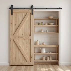 VEVOR 5FT Sliding Barn Door Hardware Kit for Single Sliding Barn Door Black