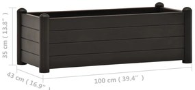 vidaXL Ζαρντινιέρα Υπερυψωμένη Ανθρακί 100x43x35 εκ. Πολυπροπυλένιο