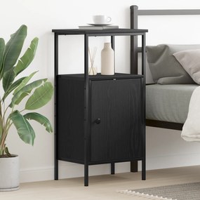 vidaXL Κομοδίνο Μαύρο Δρυς 41x31x80 εκ Επεξεργασμένο ξύλο
