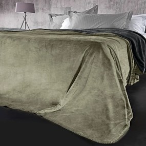 Κουβέρτα Velvet (Σετ 2τμχ) Khaki Guy Laroche Υπέρδιπλo 220x240cm 100% Cotton Flannel